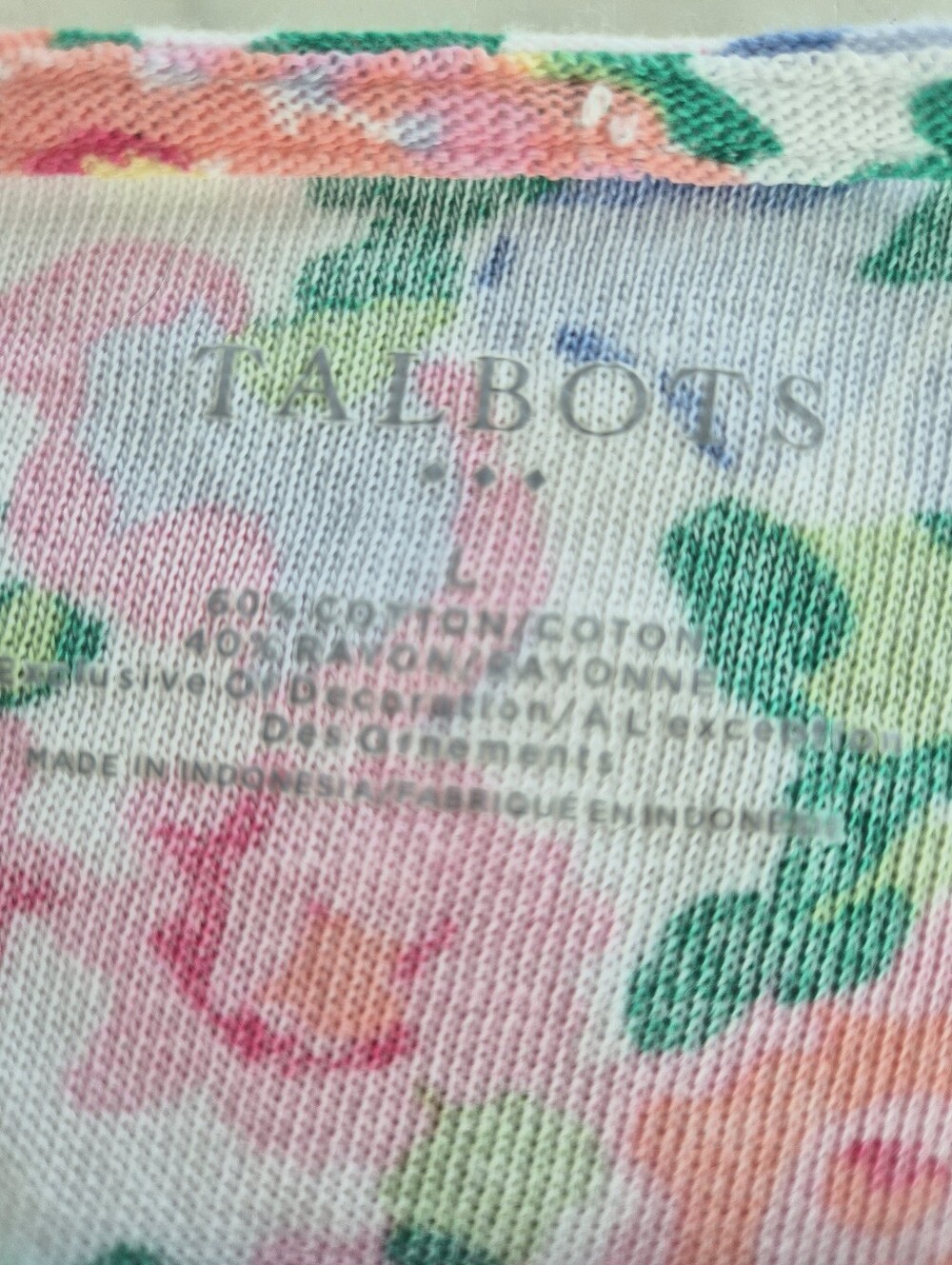 Talbots Bright Floral Lightweight Layered Knit Top Large - Picture 6 of 8